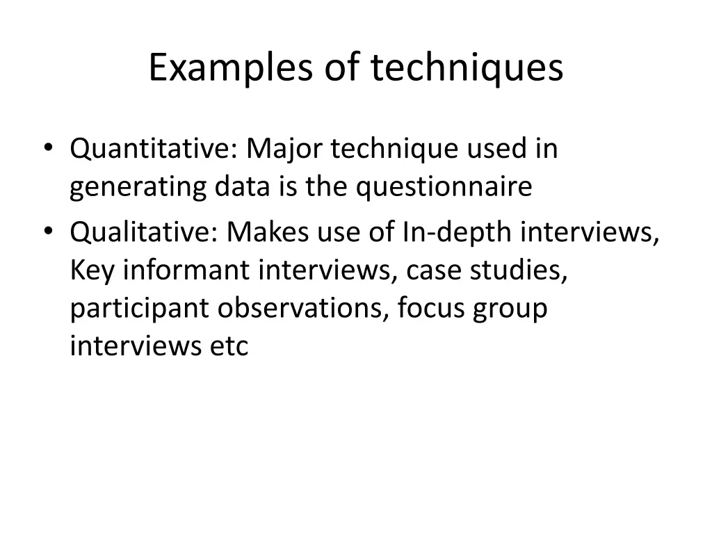 examples of techniques