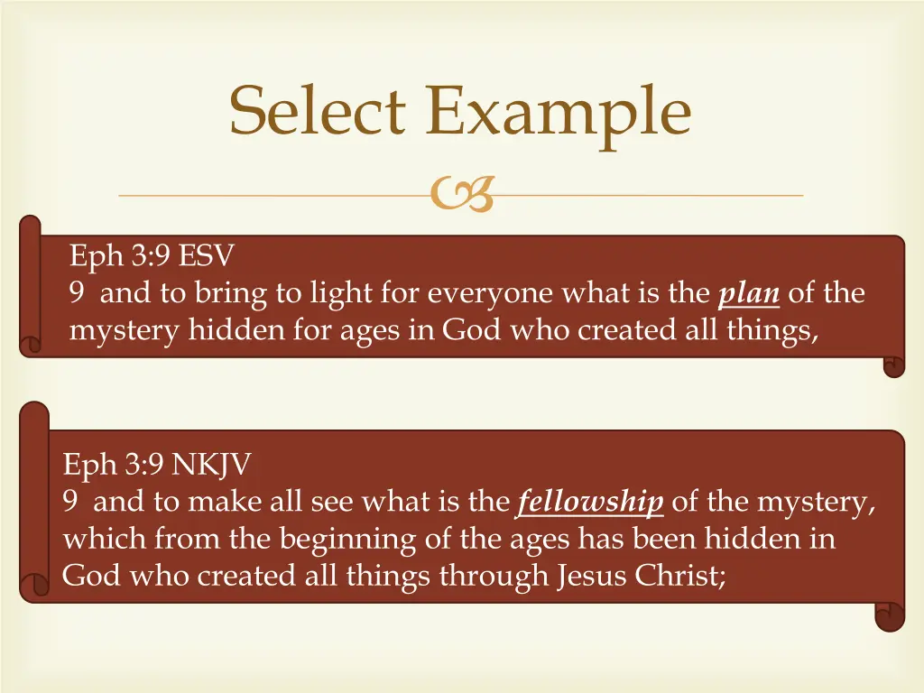 select example 9