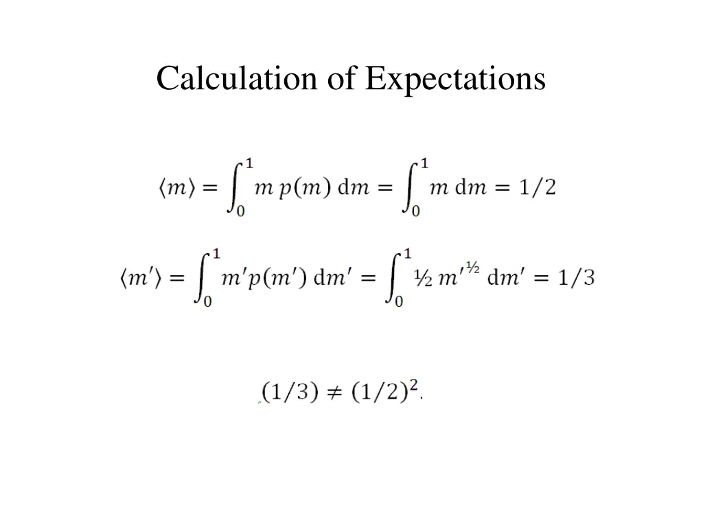 calculation of expectations