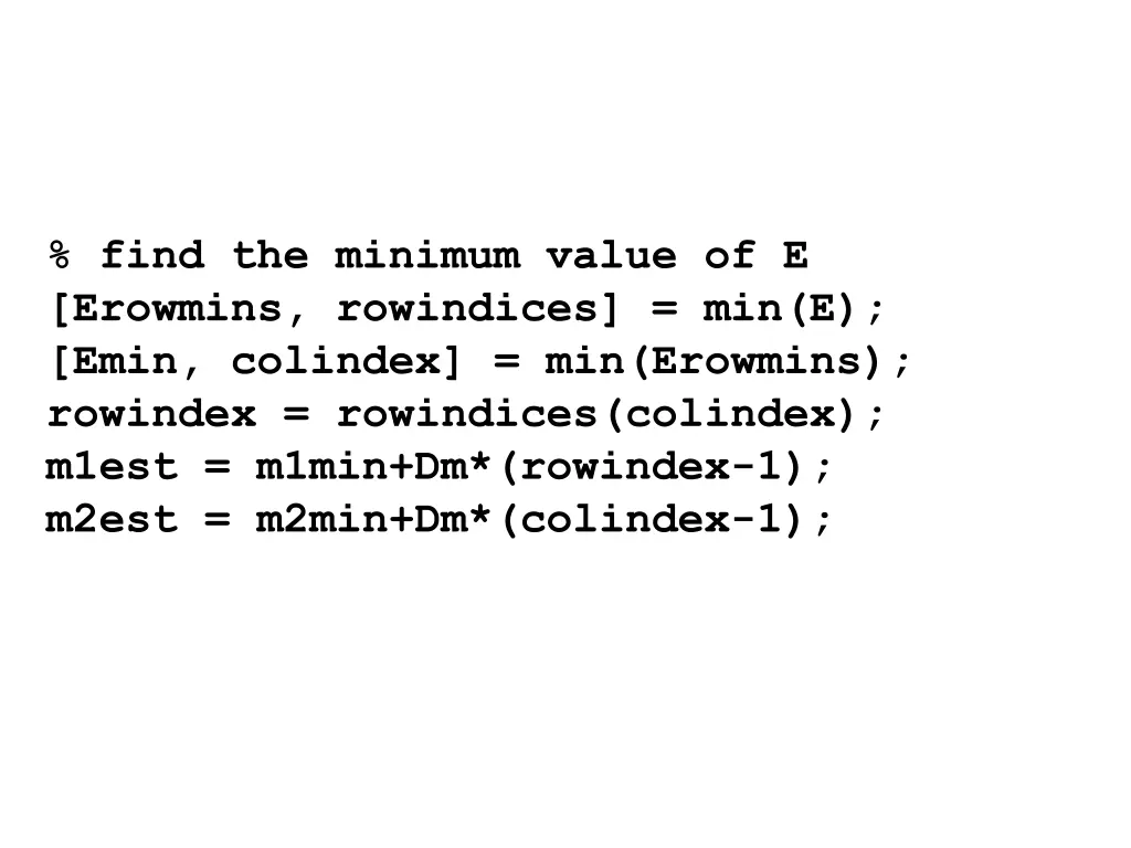 find the minimum value of e erowmins rowindices