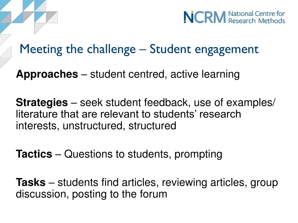 meeting the challenge student engagement