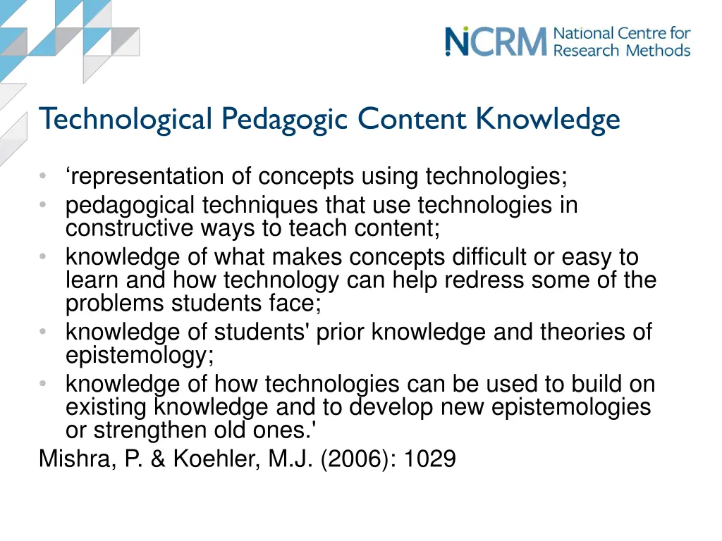 technological pedagogic content knowledge