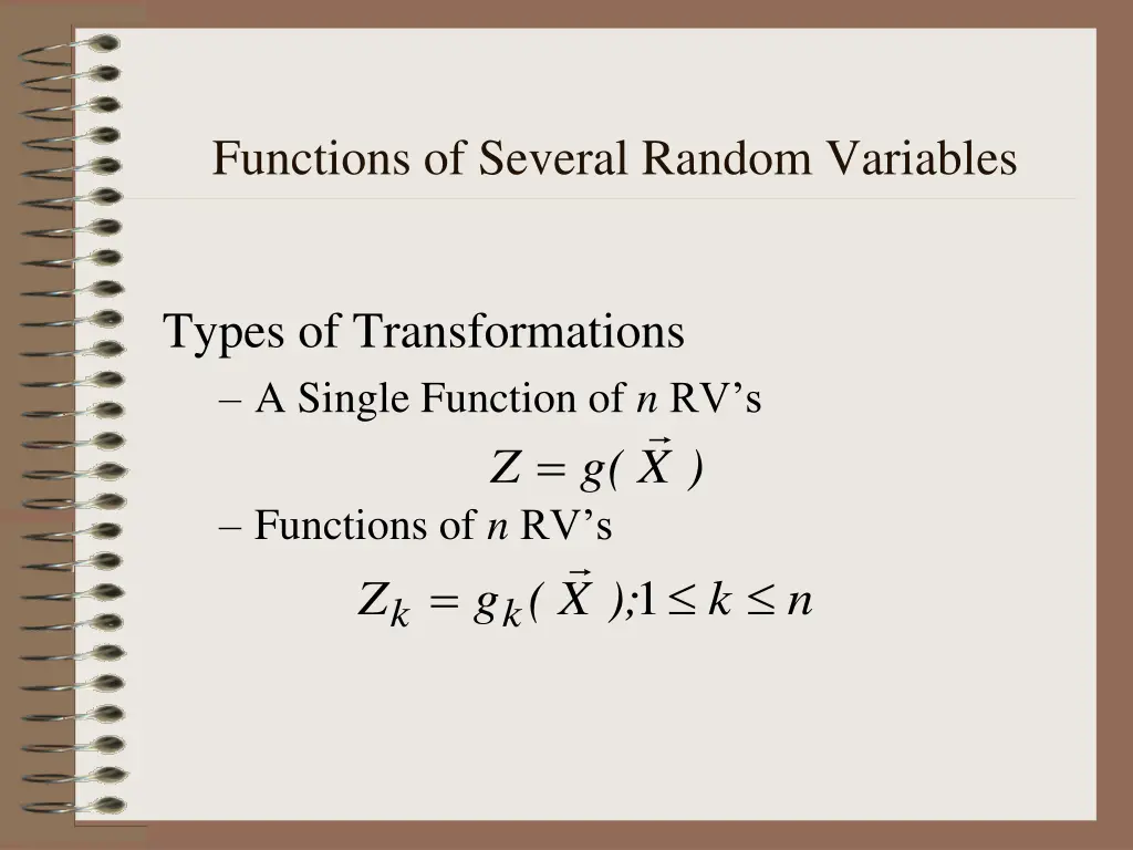 functions of several random variables