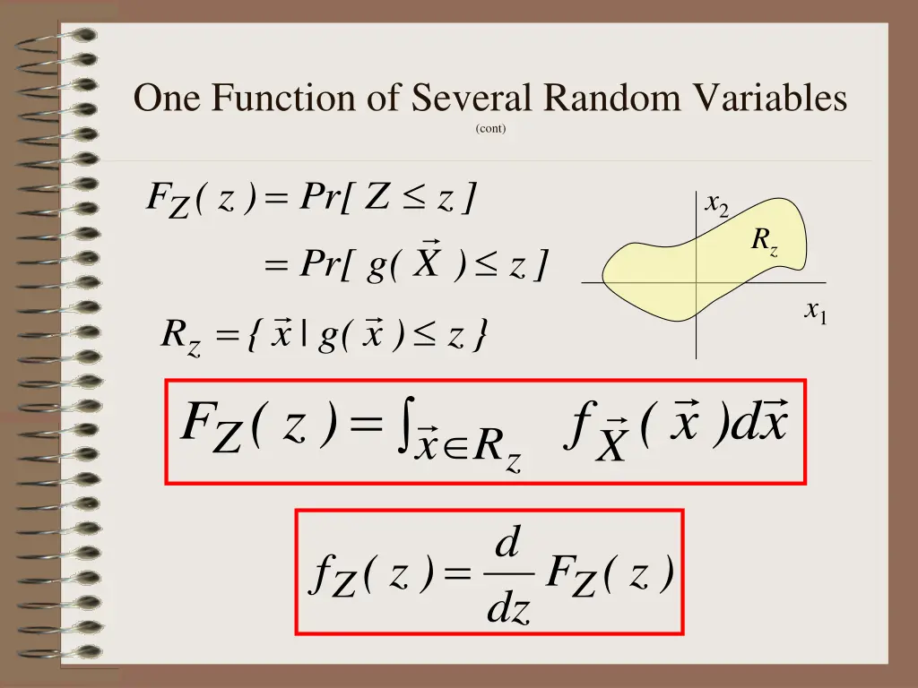 one function of several random variables cont