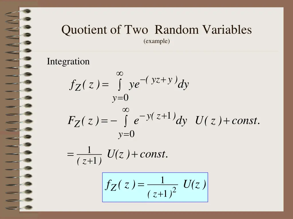 quotient of two random variables example 1