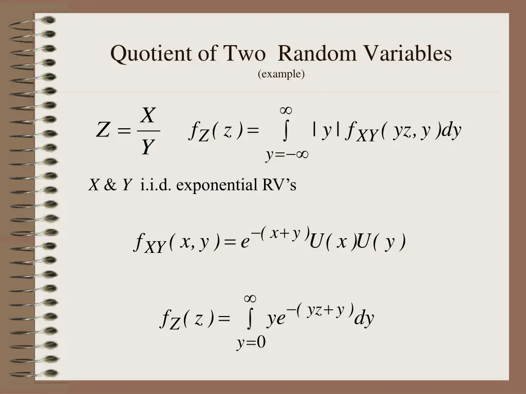 quotient of two random variables example