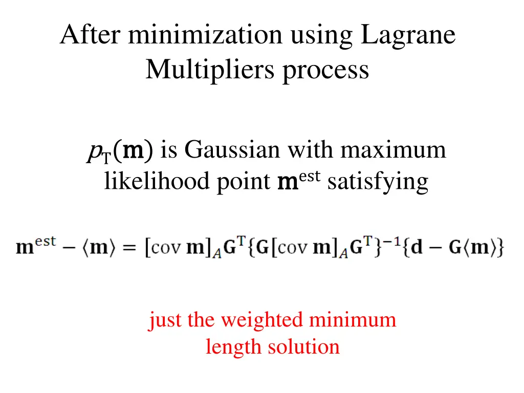 after minimization using lagrane multipliers