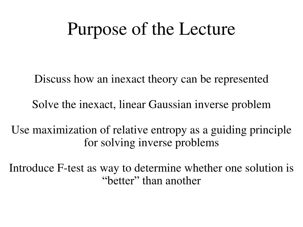 purpose of the lecture