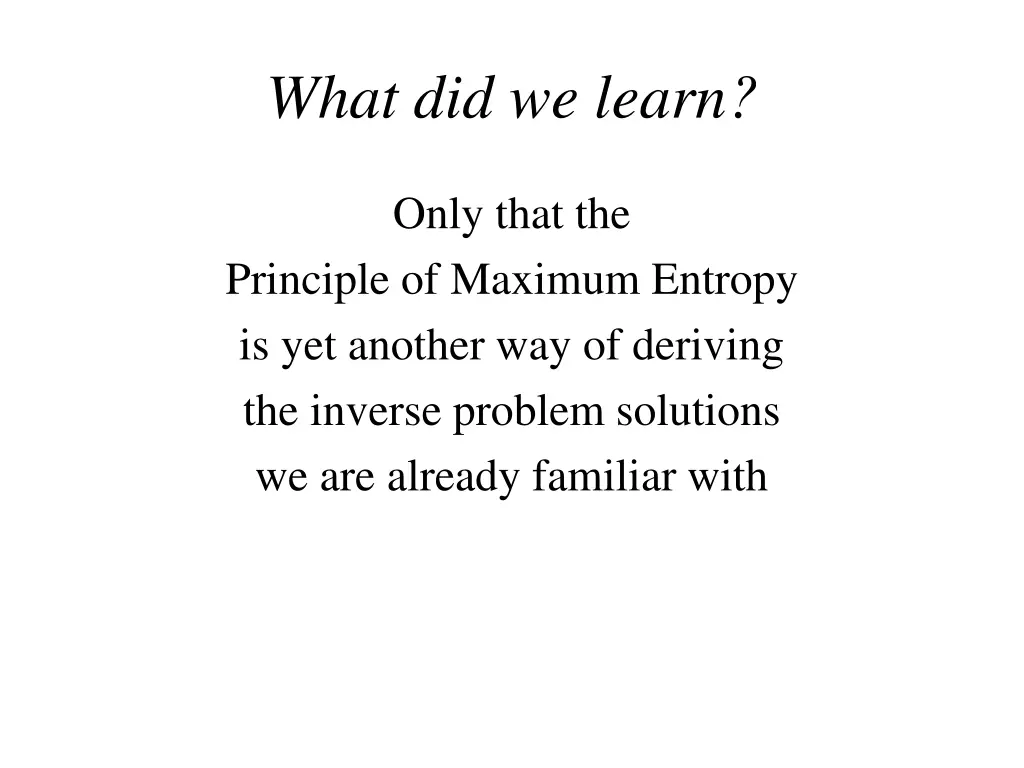 what did we learn 1