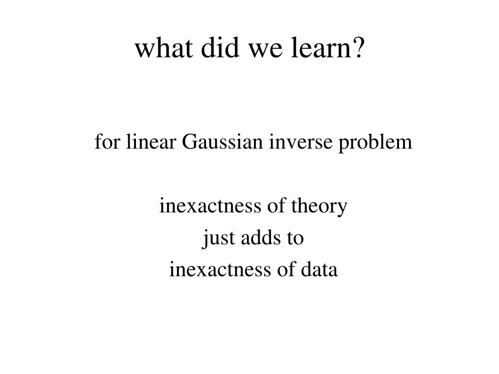 what did we learn