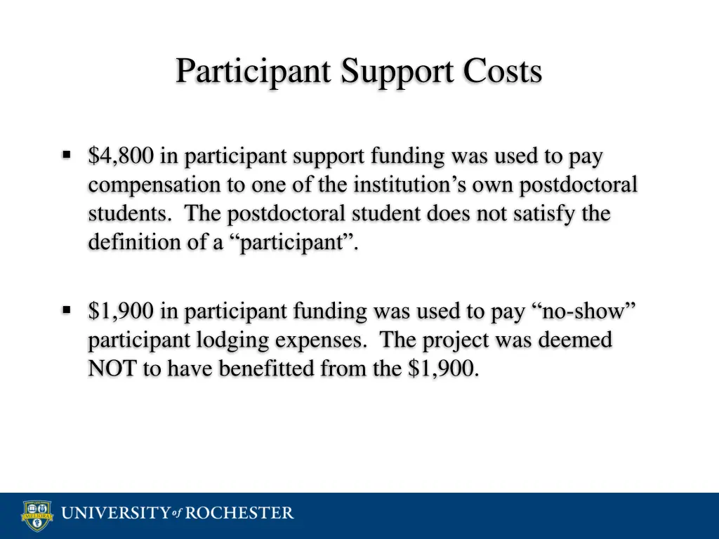 participant support costs