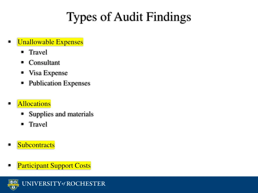 types of audit findings