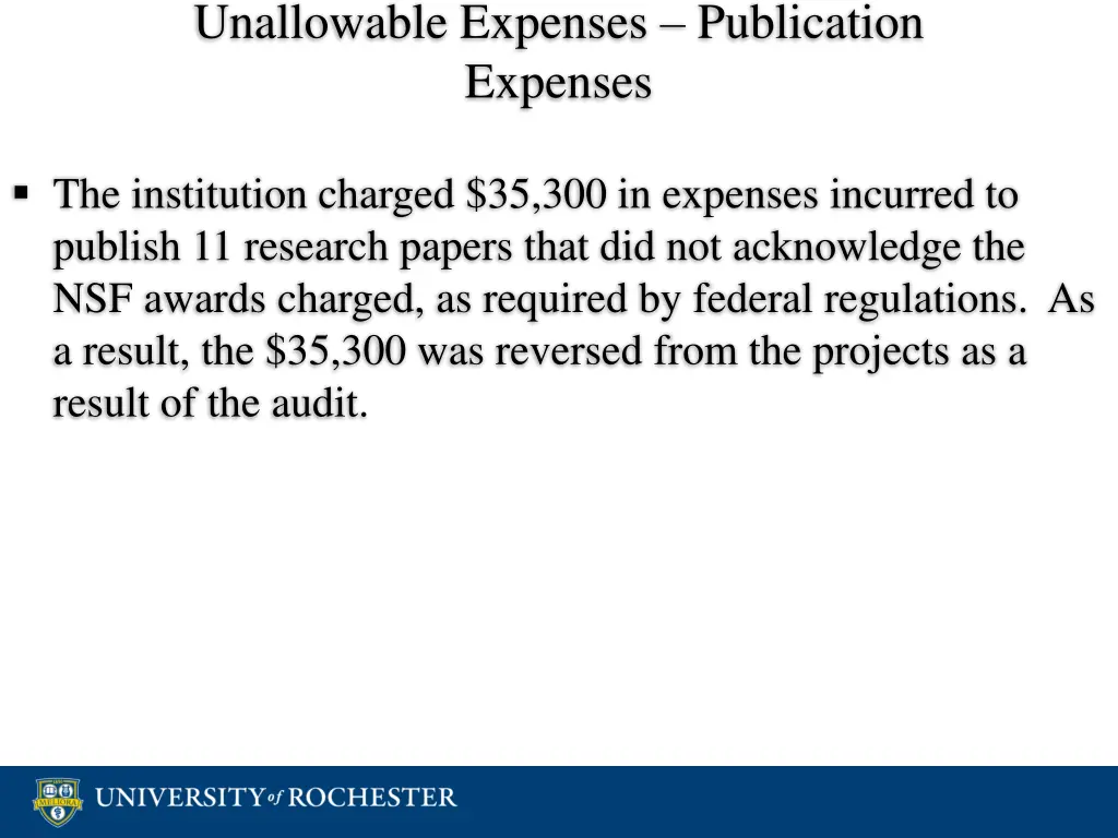 unallowable expenses publication expenses