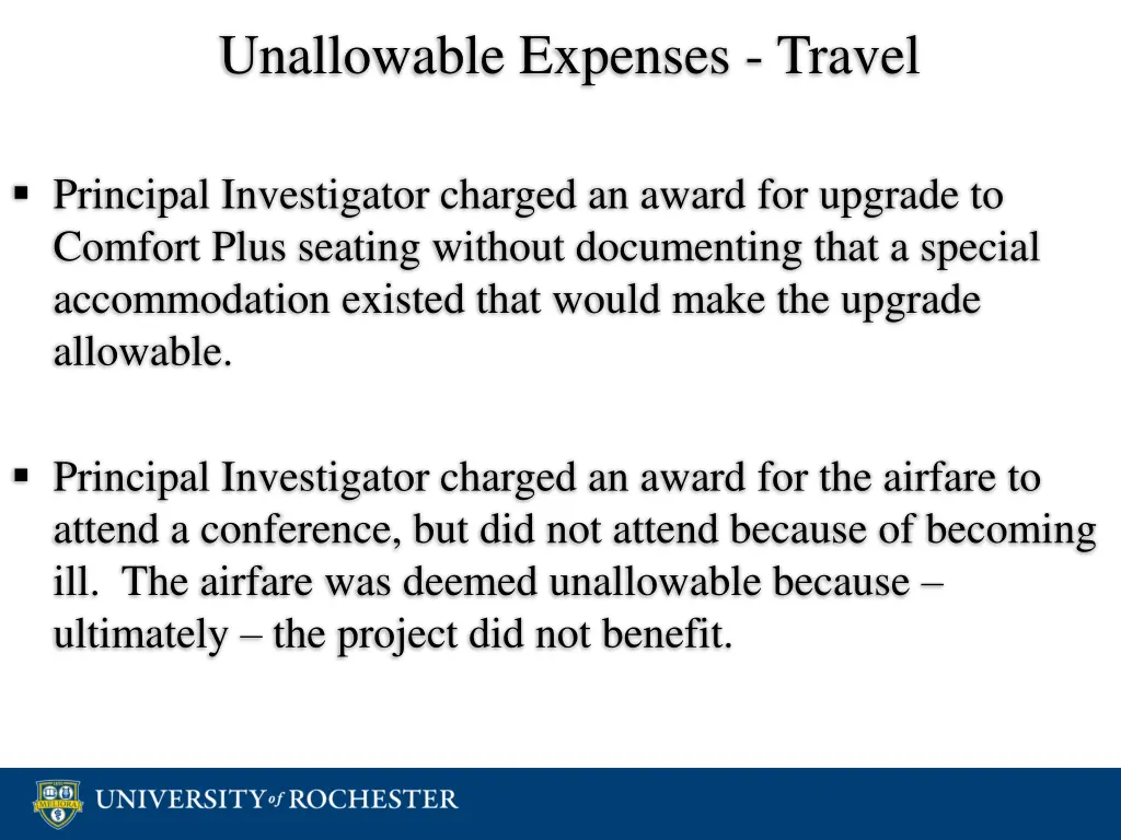 unallowable expenses travel 4