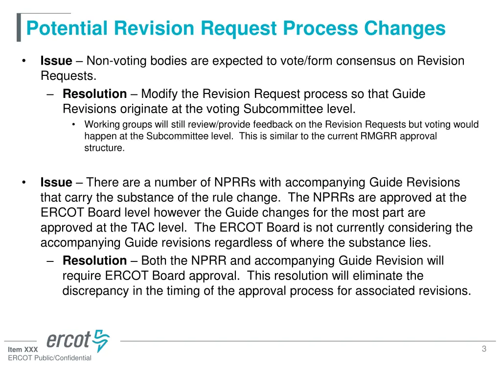 potential revision request process changes