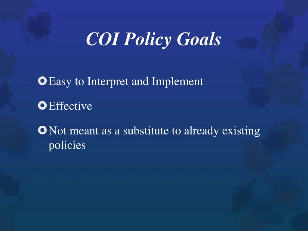 coi policy goals