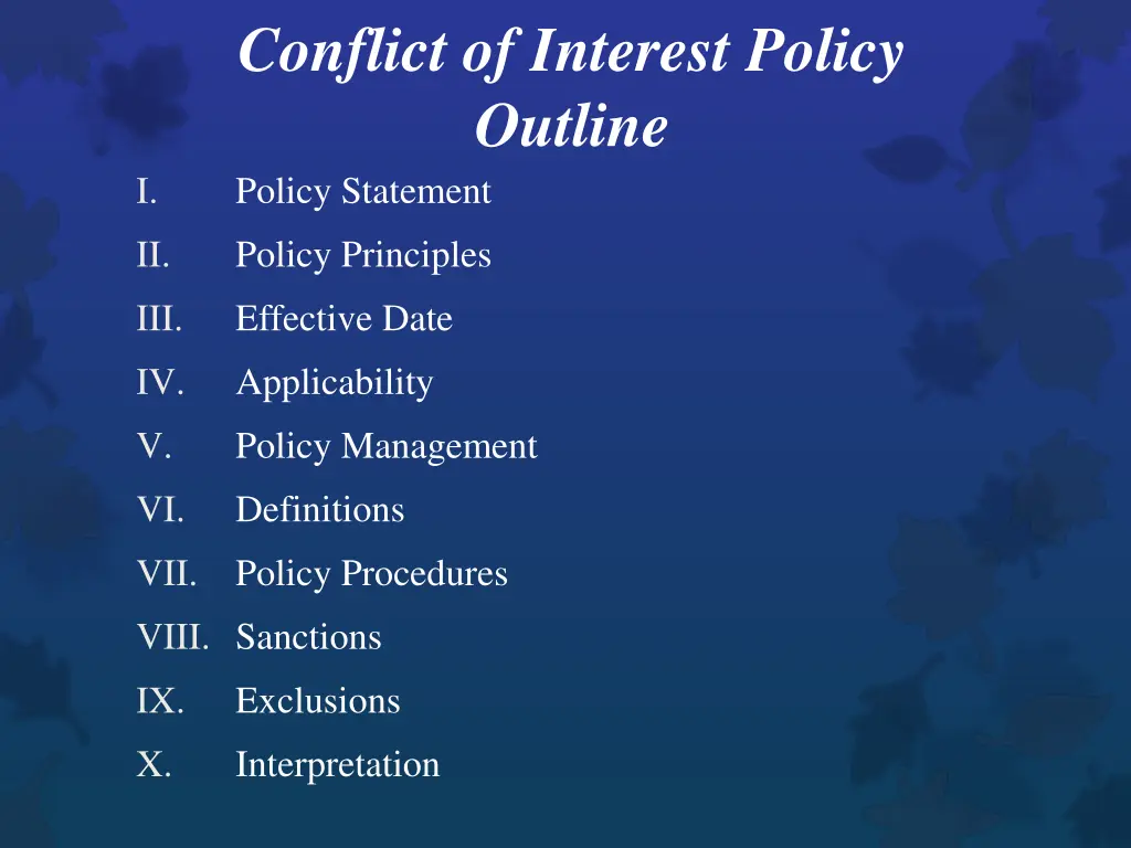 conflict of interest policy outline policy