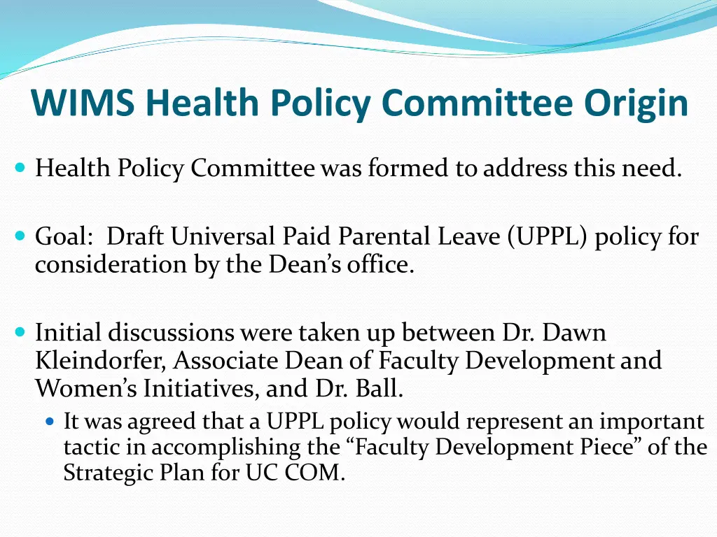 wims health policy committee origin 1