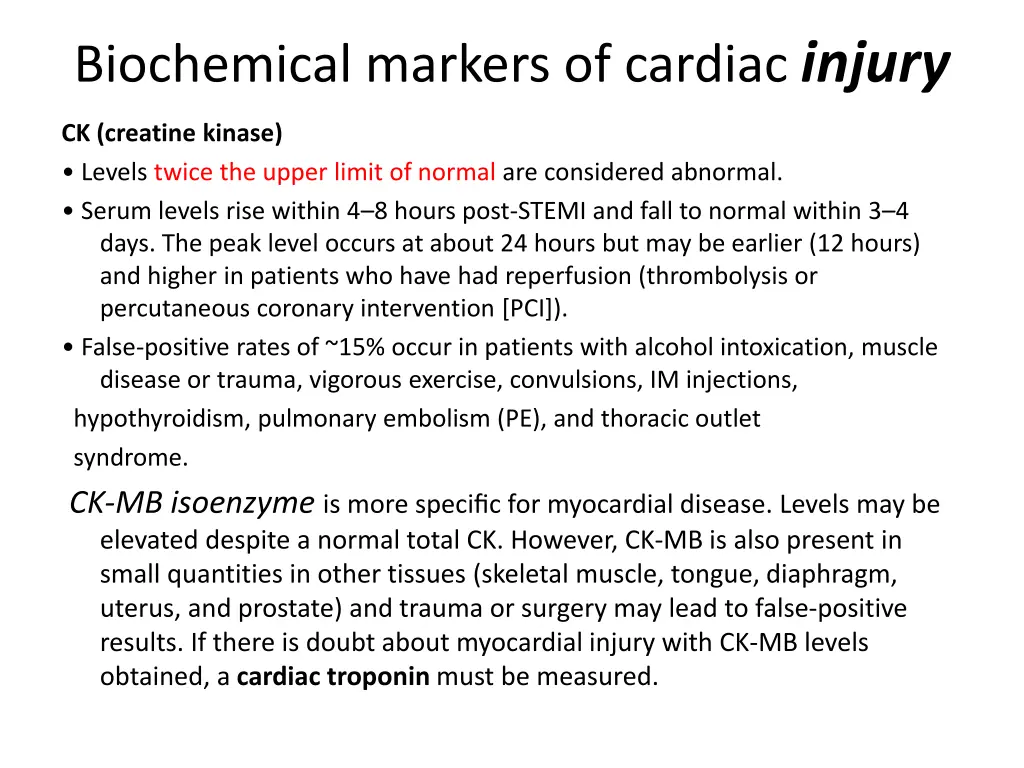 biochemical markers of cardiac injury