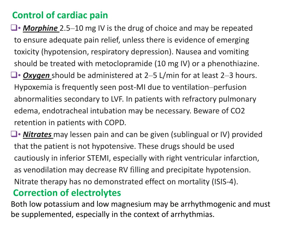 control of cardiac pain morphine