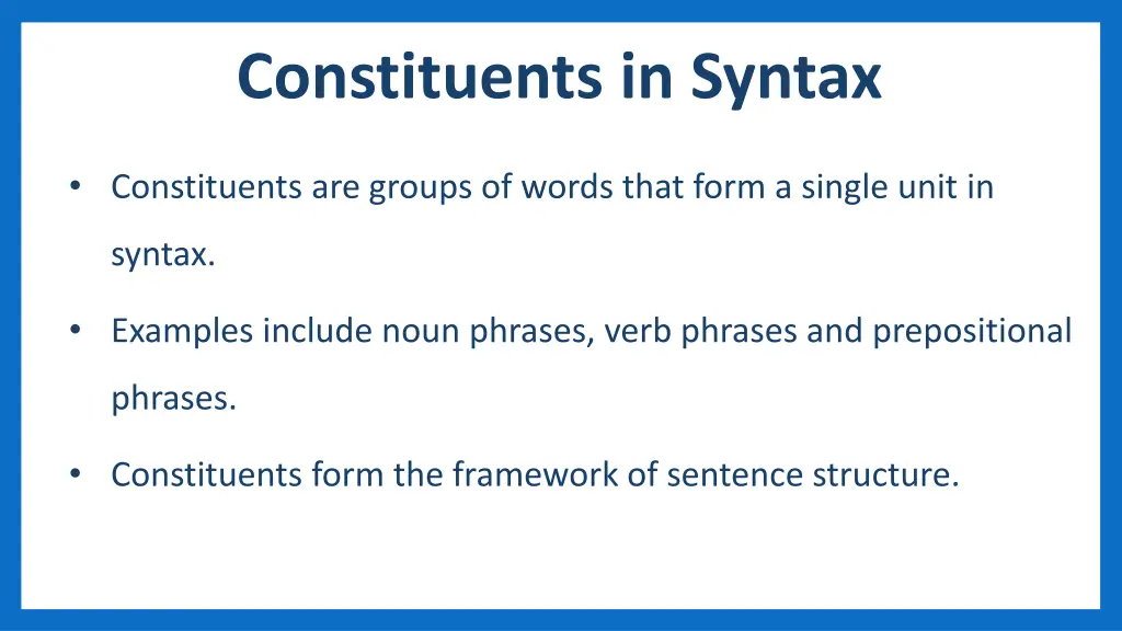 constituents in syntax