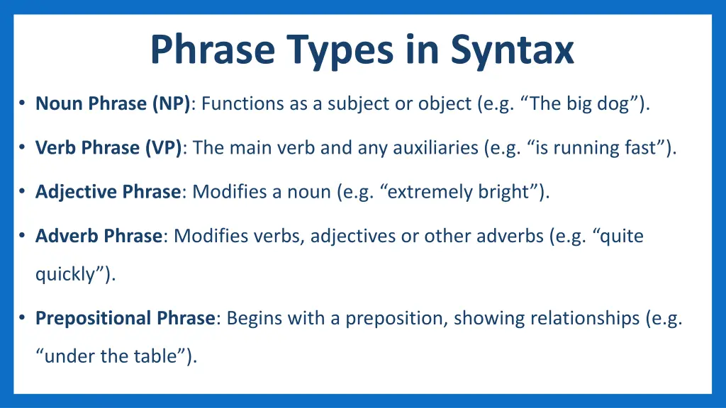 phrase types in syntax
