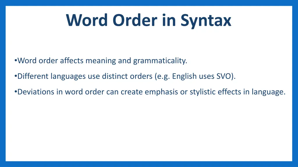 word order in syntax