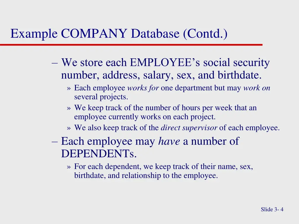 example company database contd