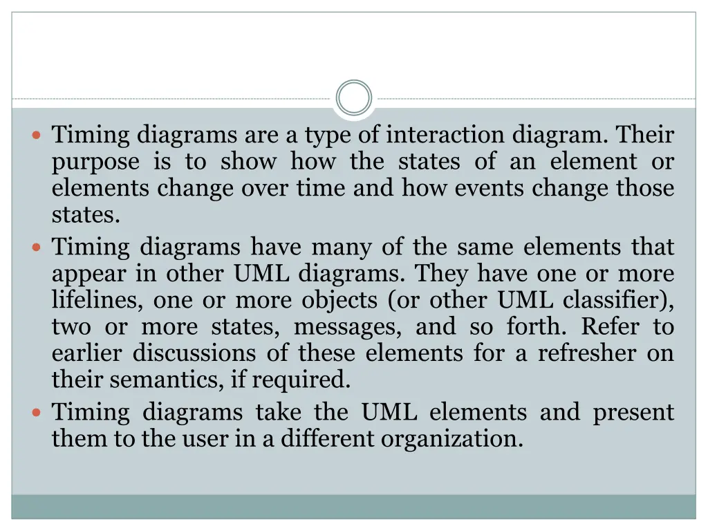 timing diagrams are a type of interaction diagram