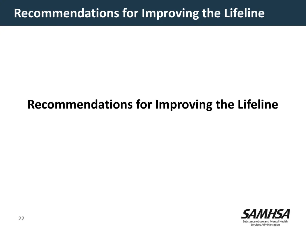 recommendations for improving the lifeline
