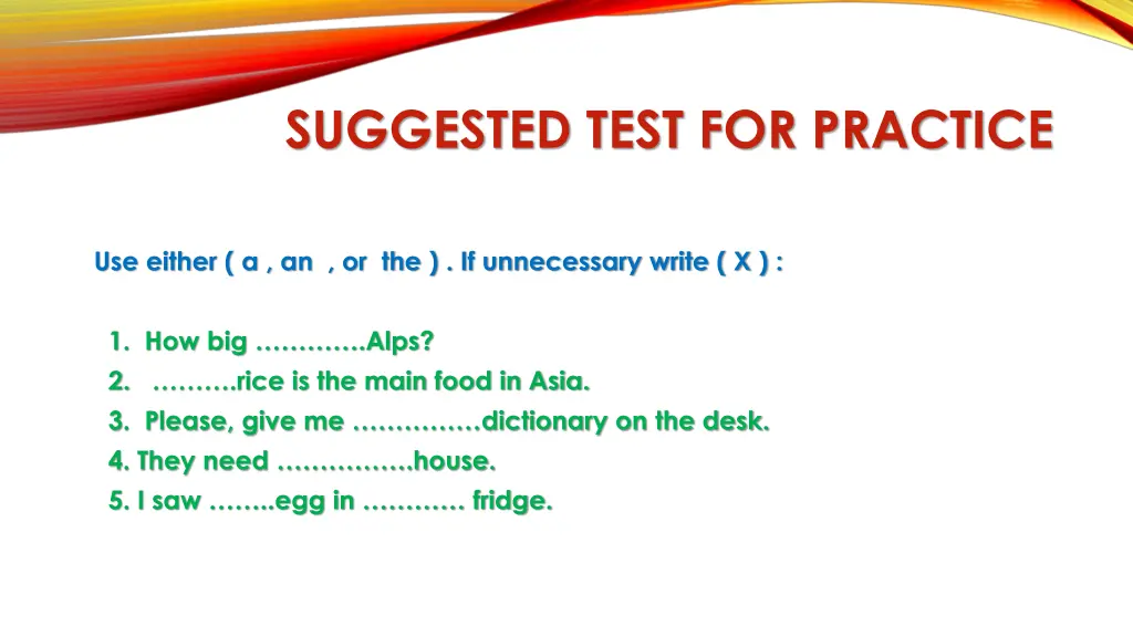 suggested test for practice