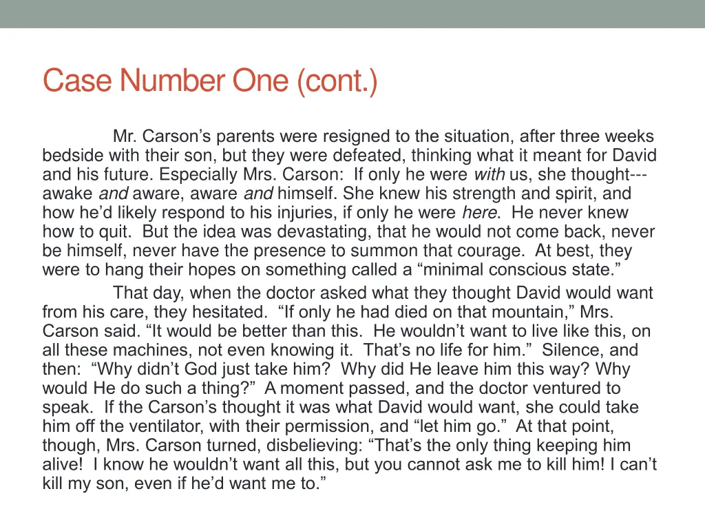 case number one cont