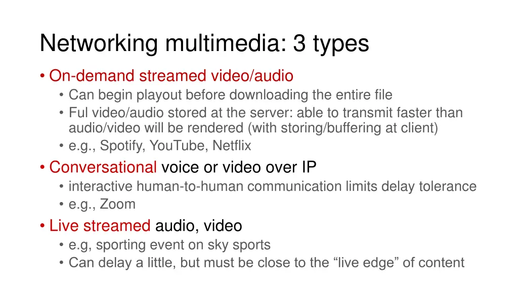 networking multimedia 3 types