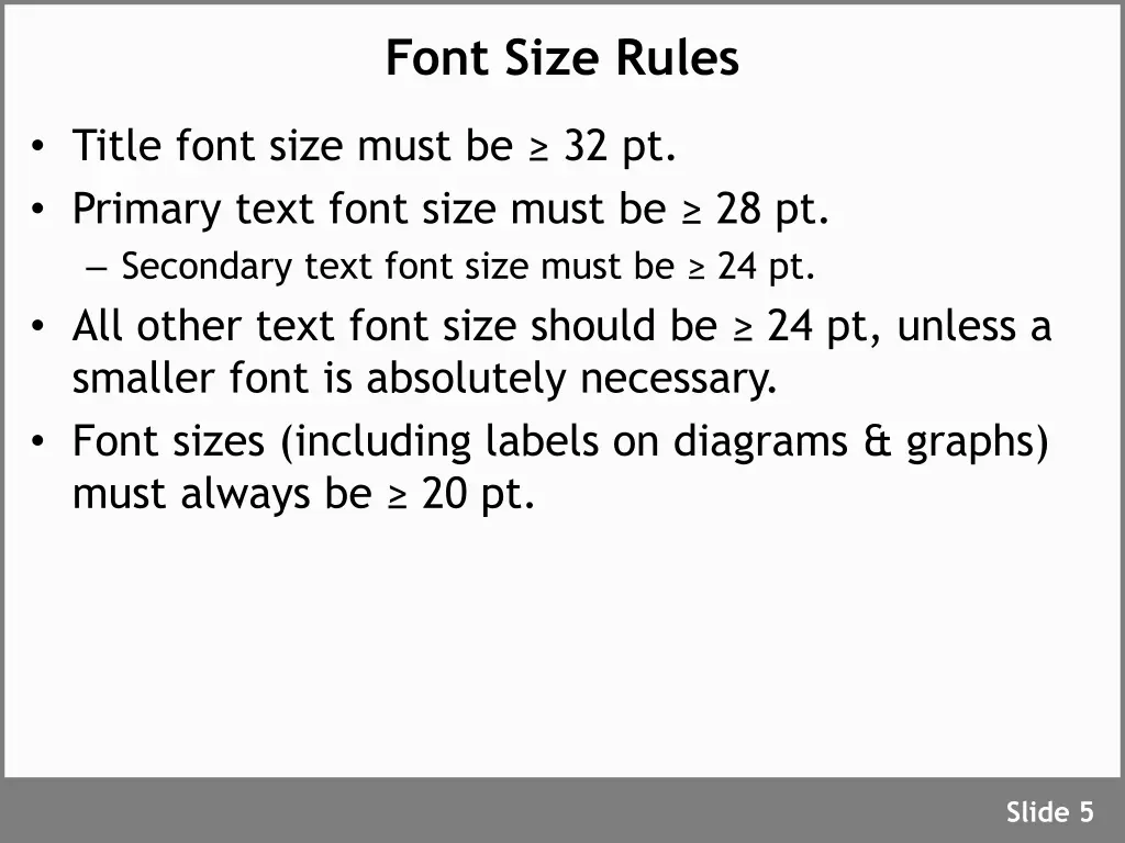 font size rules