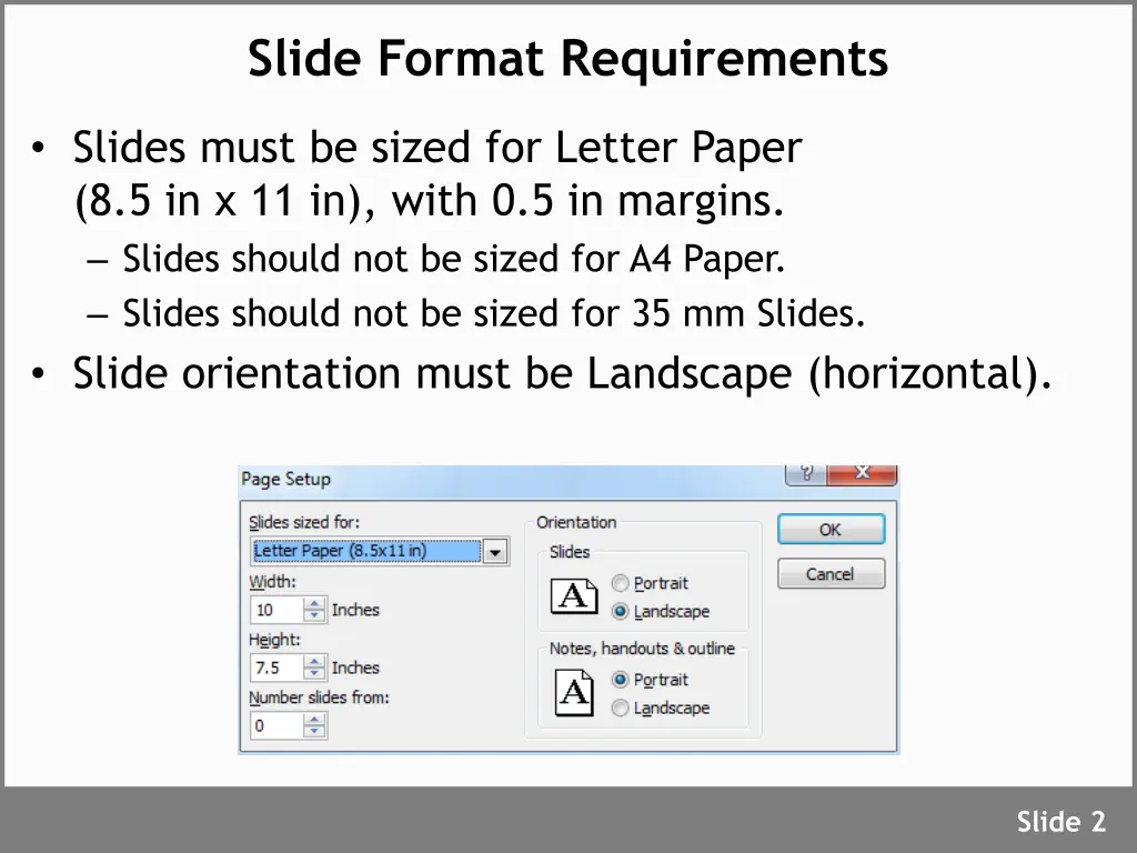 slide format requirements