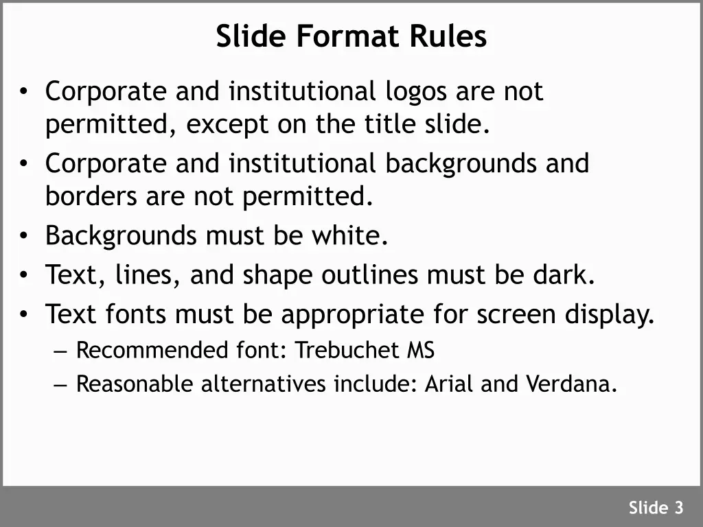 slide format rules
