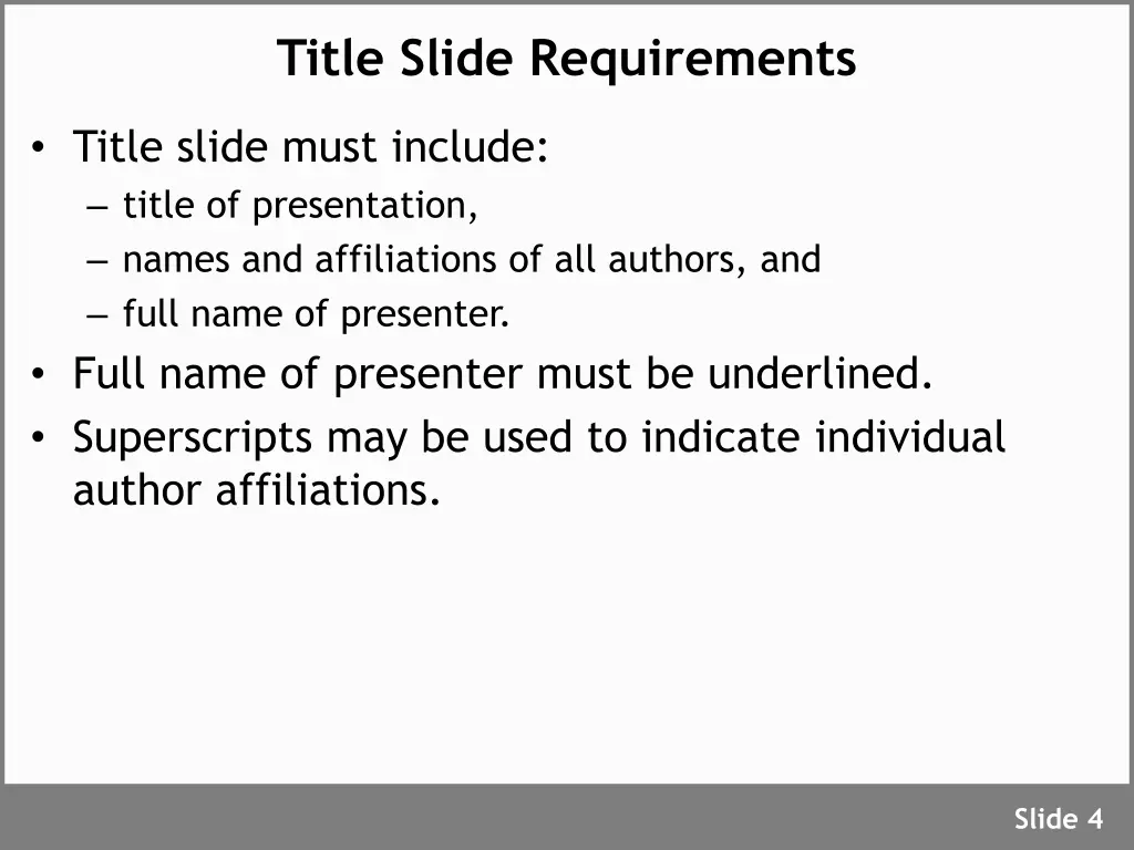 title slide requirements