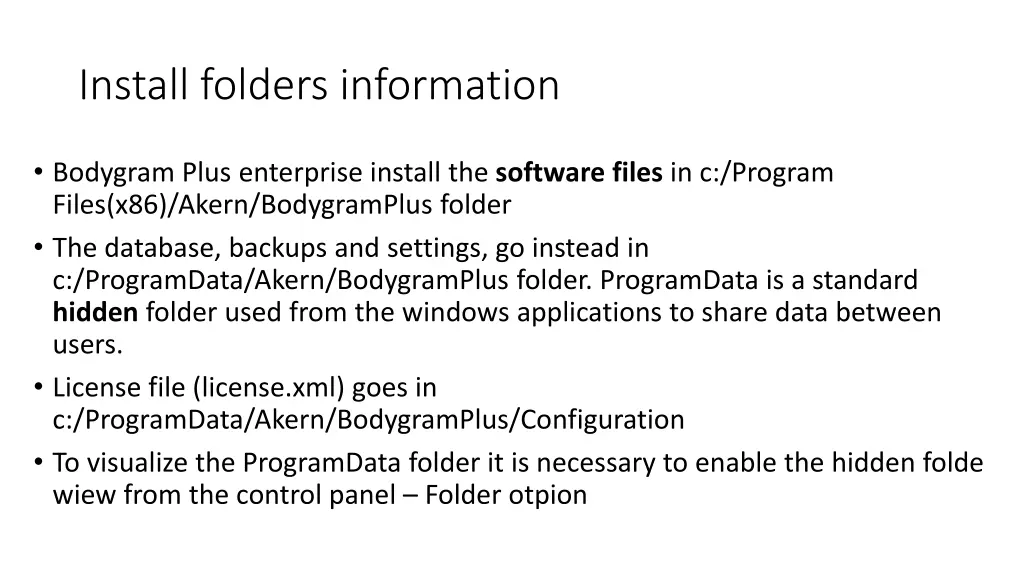 install folders information