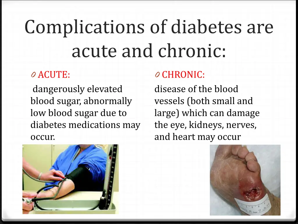 complications of diabetes are acute and chronic
