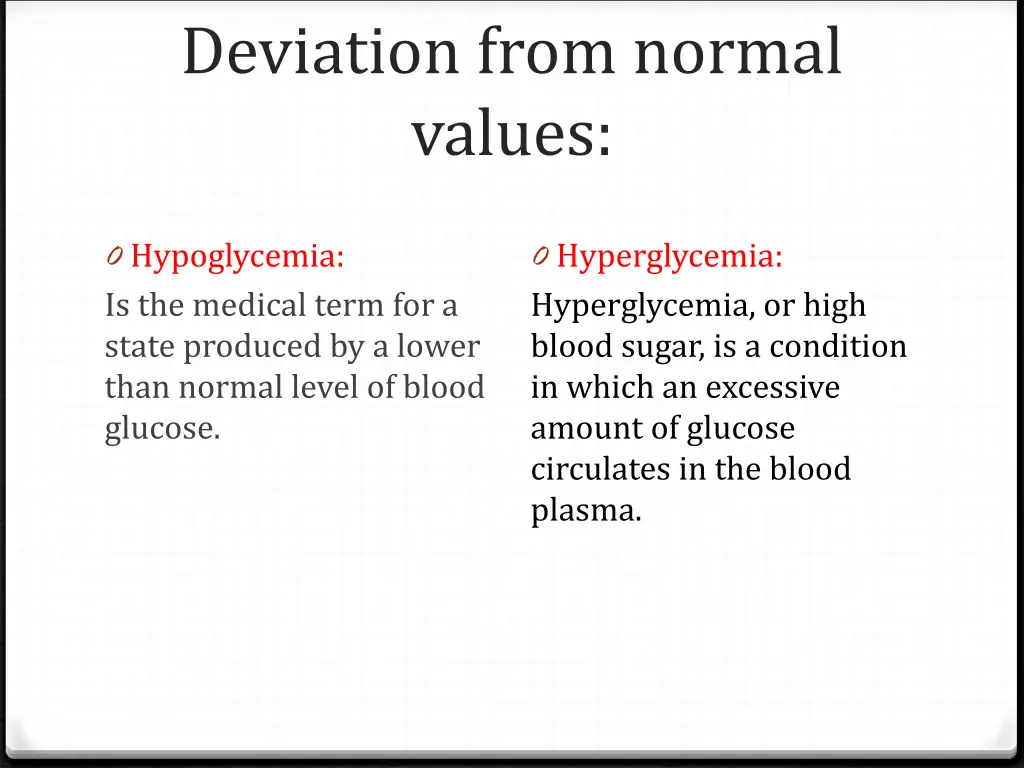 deviation from normal values