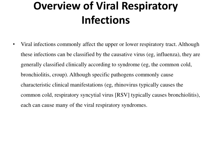 overview of viral respiratory infections