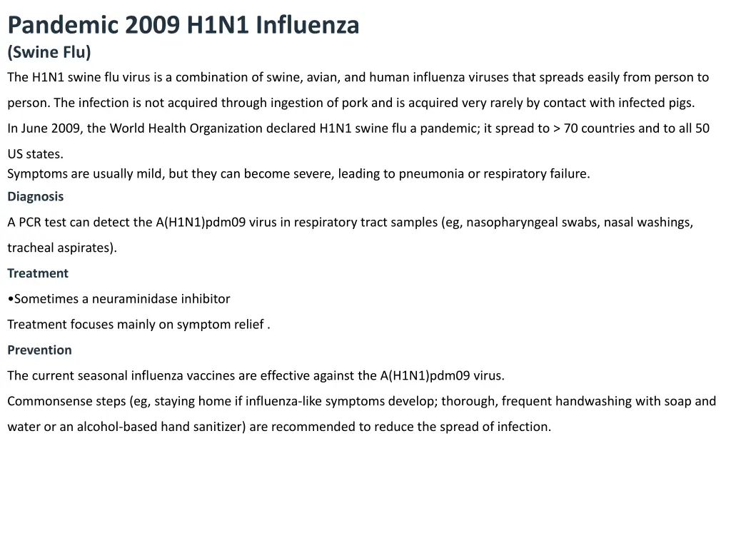 pandemic 2009 h1n1 influenza swine flu