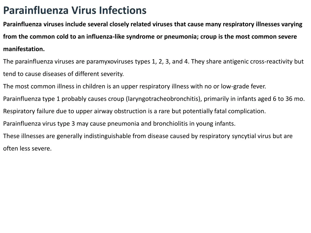 parainfluenza virus infections