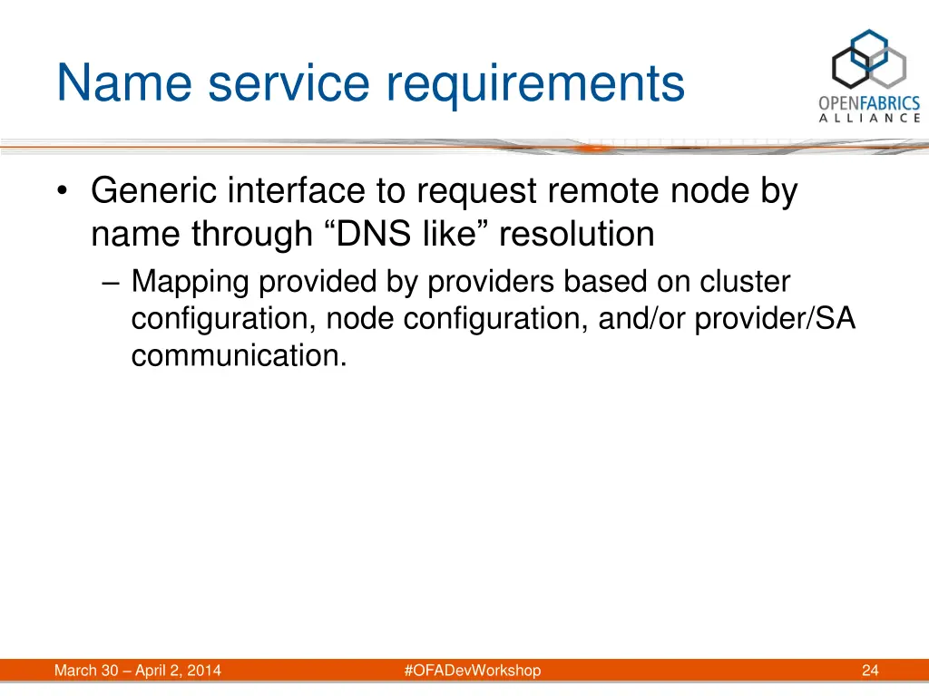 name service requirements