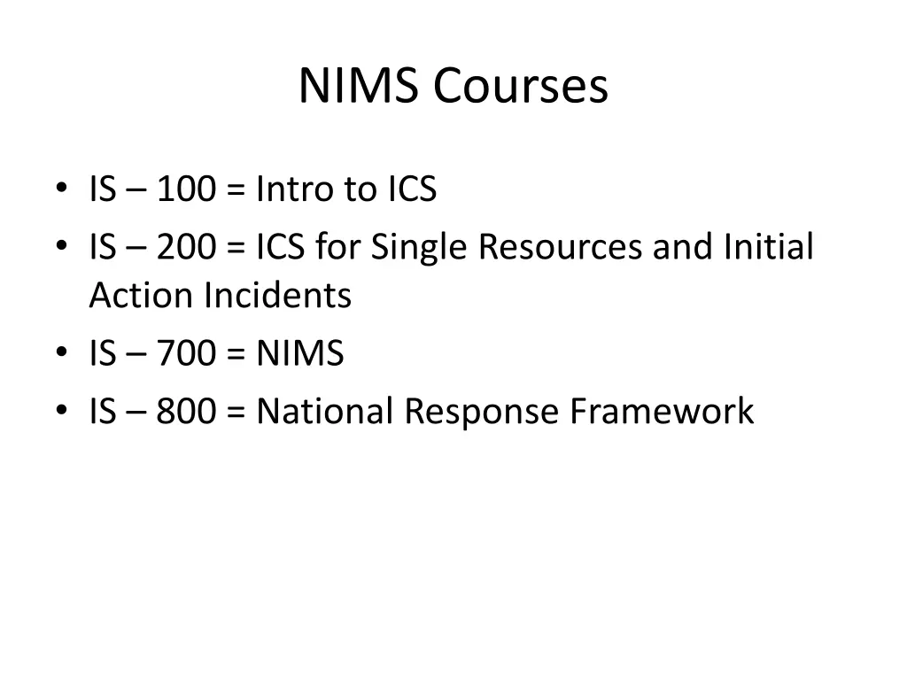 nims courses