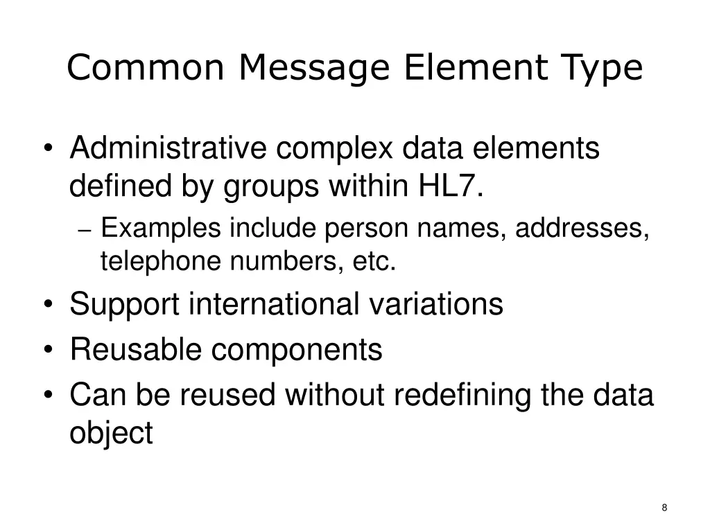 common message element type