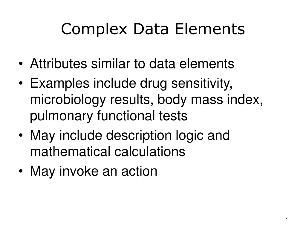 complex data elements