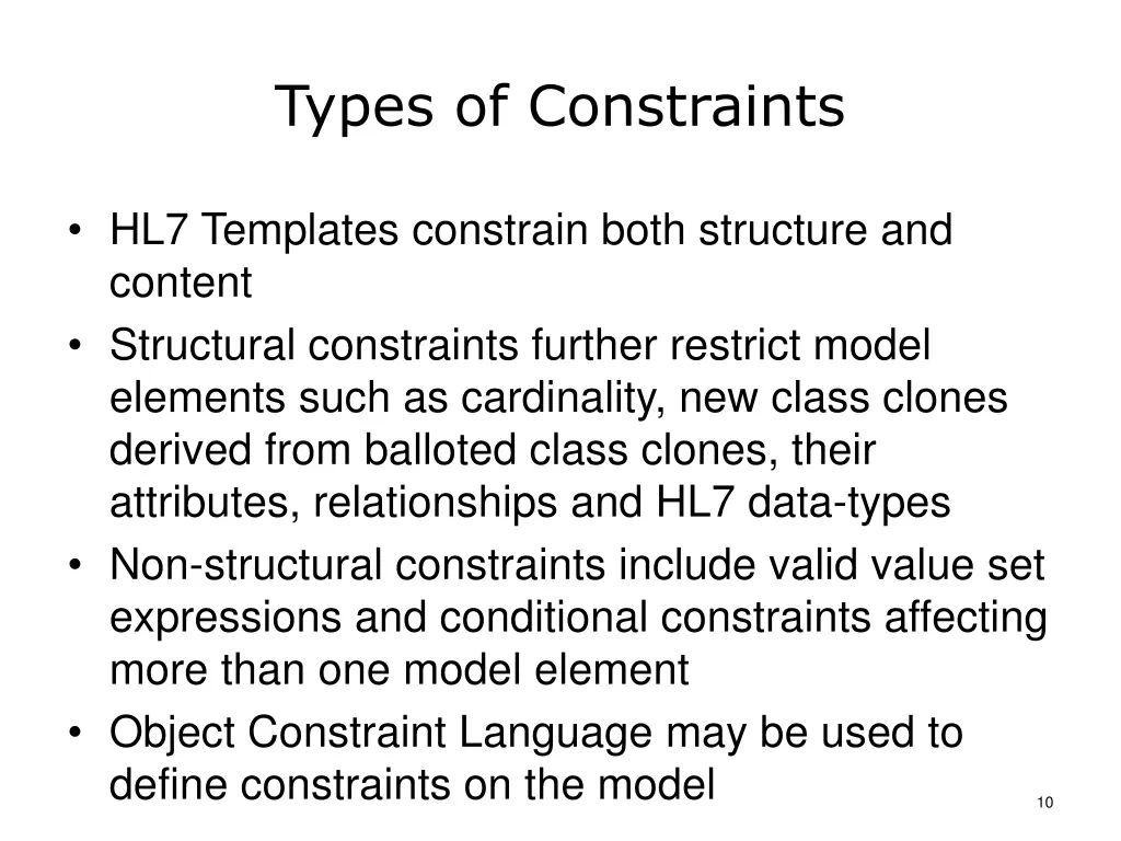 types of constraints