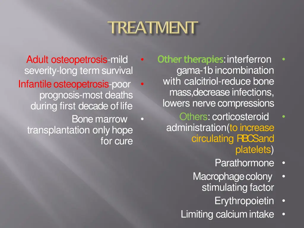 other therapies interferron gama 1b incombination