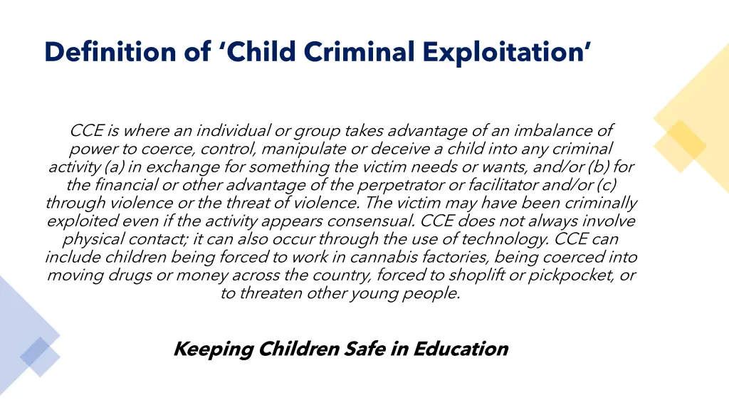 definition of child criminal exploitation